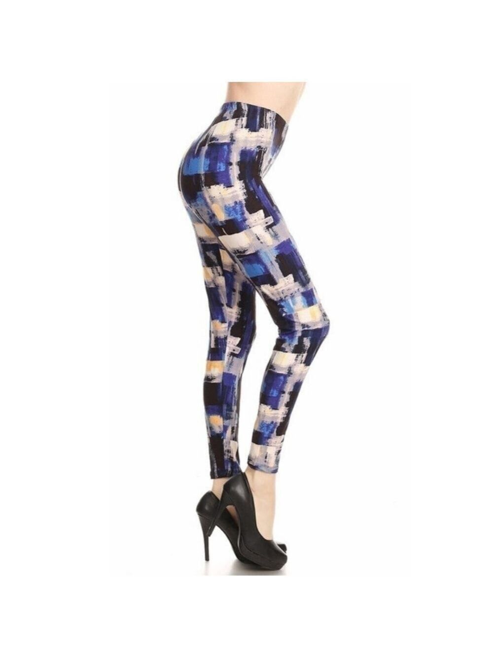 LEGGINGS DEPOT BLUE Multi Colored Abstract Full Length Leggings Size 10 NWT